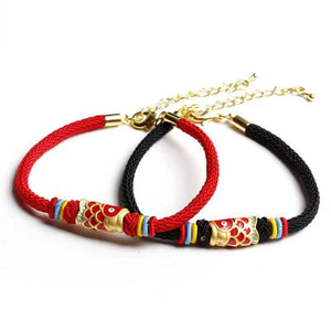 Koi Fish Red String Bracelet-Red Enamel - FengshuiGallary