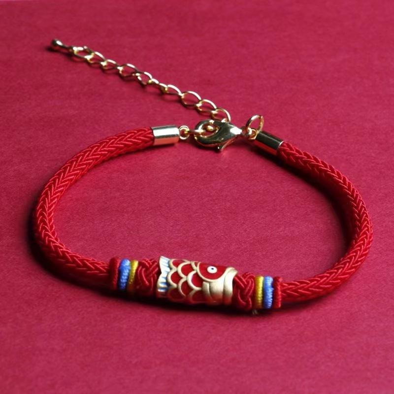 Koi Fish Red String Bracelet-Red Enamel - FengshuiGallary