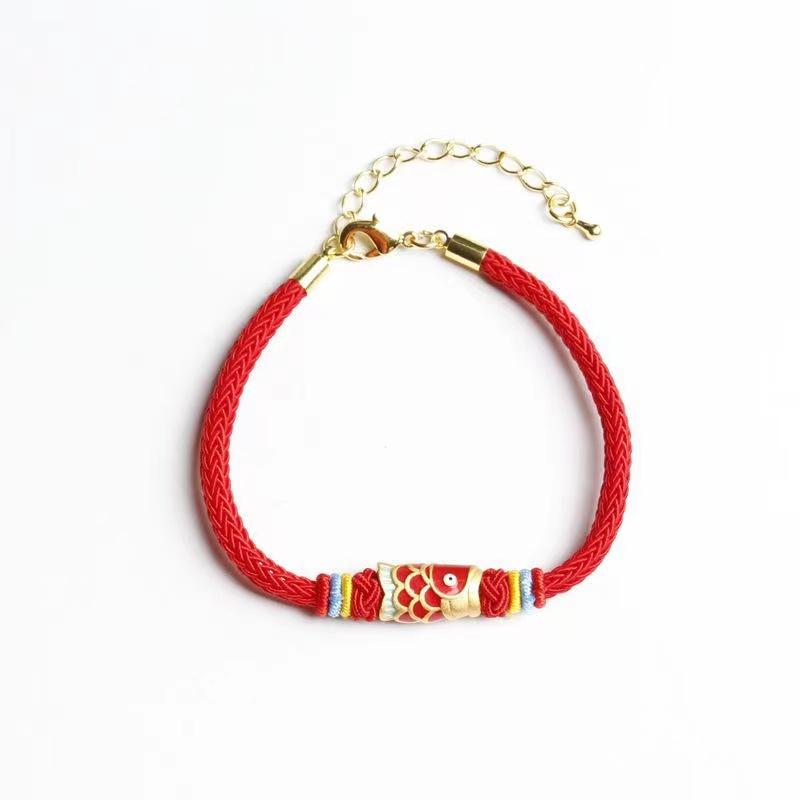 Koi Fish Red String Bracelet-Red Enamel - FengshuiGallary