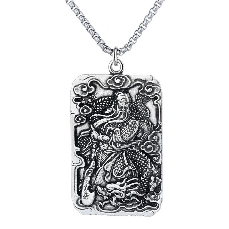 Kwan Kung Silver Wealth Pendant Necklace - FengshuiGallary