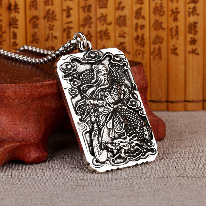 Kwan Kung Silver Wealth Pendant Necklace - FengshuiGallary