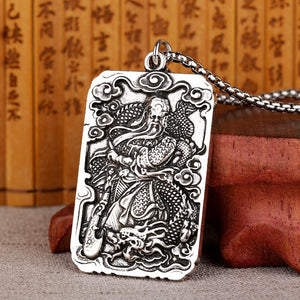 Kwan Kung Silver Wealth Pendant Necklace - FengshuiGallary