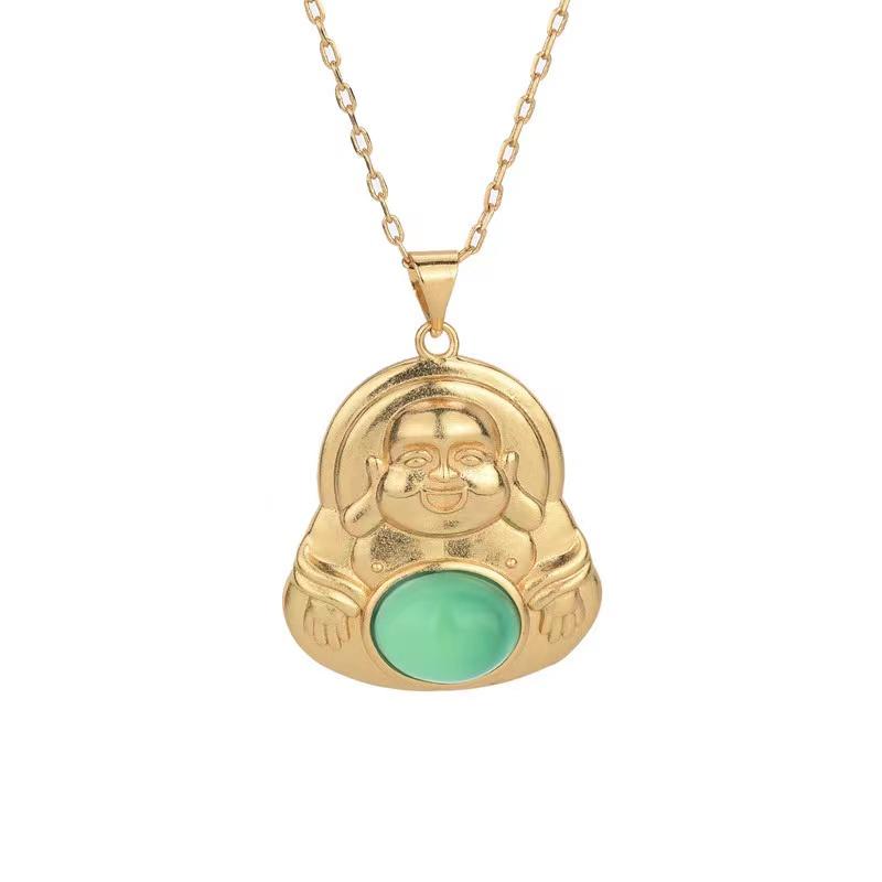 Laughing Buddha Green Agate Pedndant - FengshuiGallary