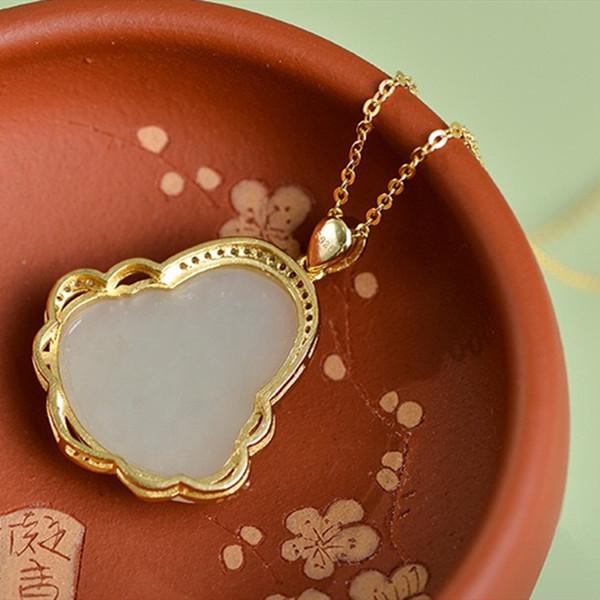 Laughing Buddha Natural Hetian Jade Pendant 925 Silver Nechlace - FengshuiGallary