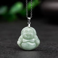 Laughing Buddha Pendant- Grade A Jade Pendant 925 Silver Nechlack - FengshuiGallary