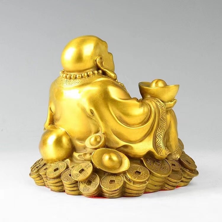 Laughing Buddha Statue-Luck Coins and Carrying Ingot - FengshuiGallary
