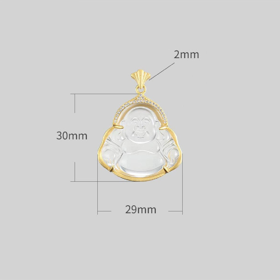 Laughing Buddha White Crystal Necklace - FengshuiGallary