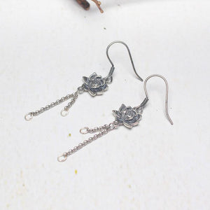 Lotus Earrings-925 Silver Fengshui Tassel - FengshuiGallary