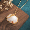 Lotus Flower Pendant Necklace-White Jade Zirconia Crsystal - FengshuiGallary
