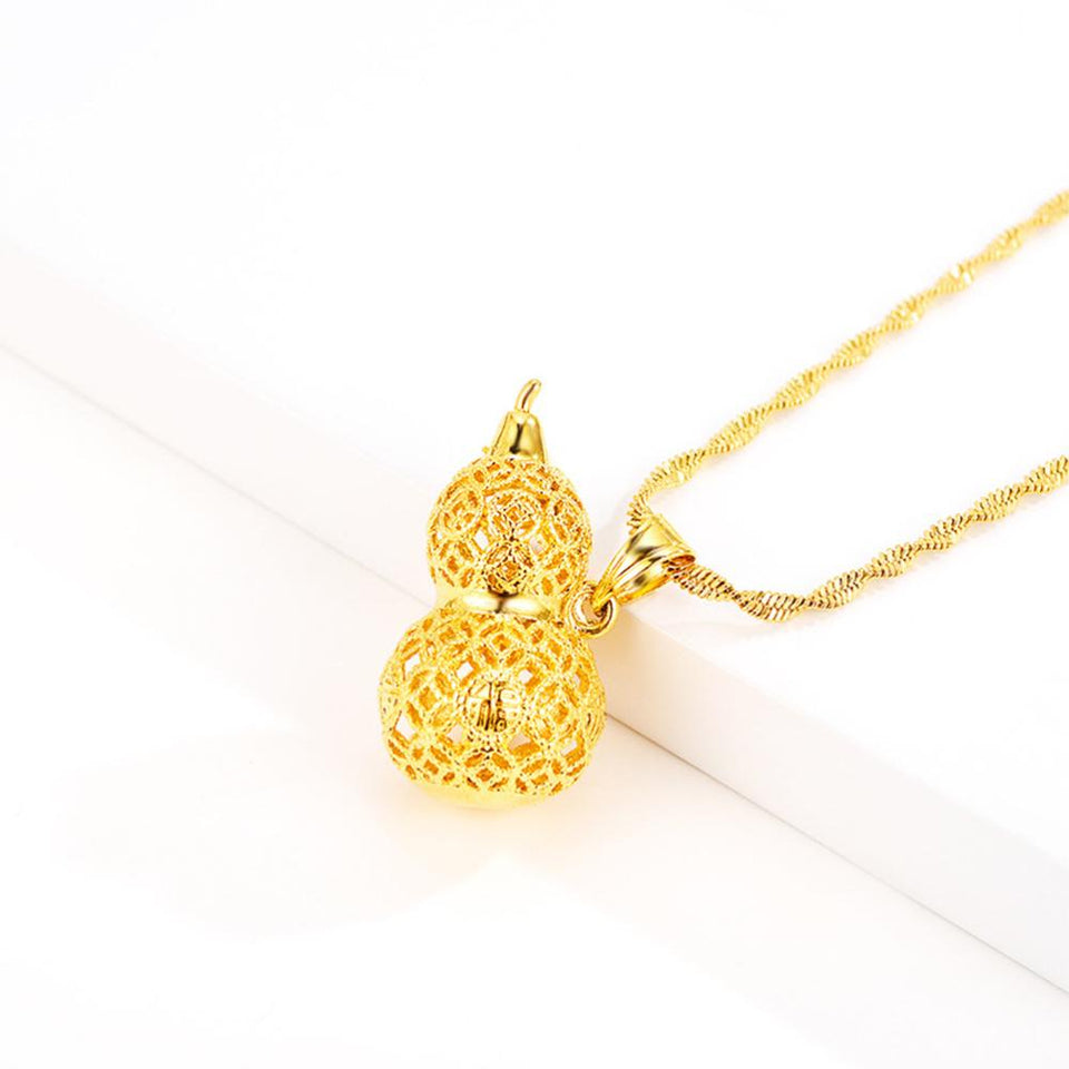 Lucky Gold Calabash Pendant Necklace - FengshuiGallary