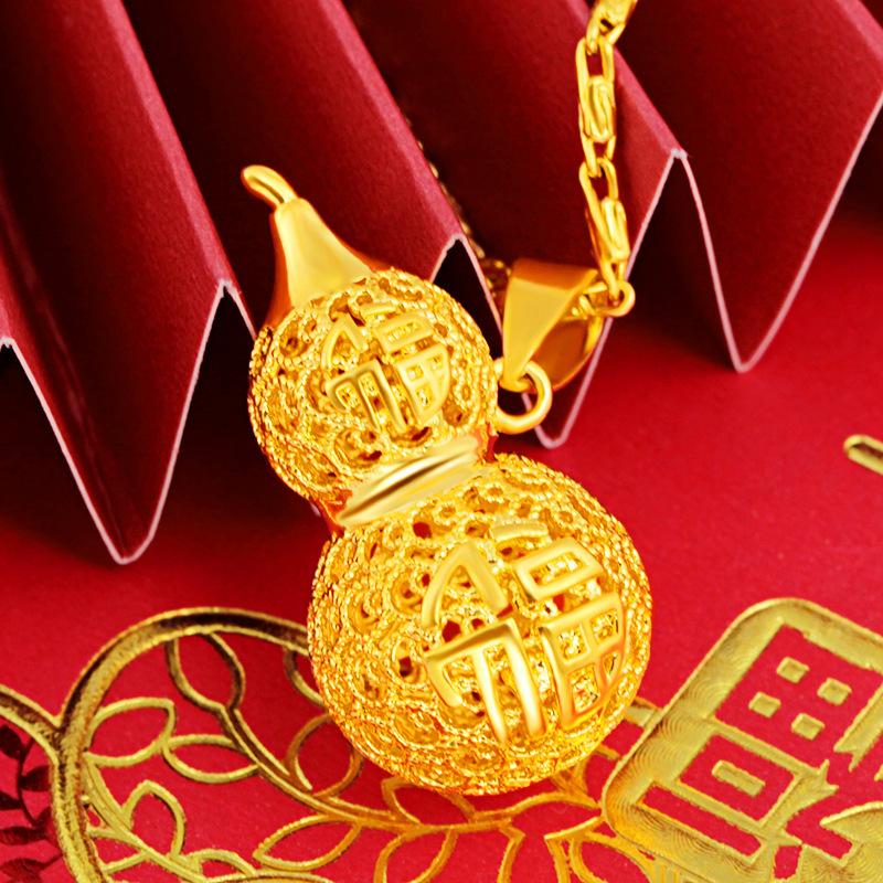 Lucky Gold Calabash Pendant Necklace - FengshuiGallary