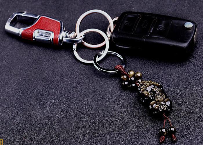 Lucky Gold Obsidian Pixiu Protection Auto Key Chain Pendant - FengshuiGallary