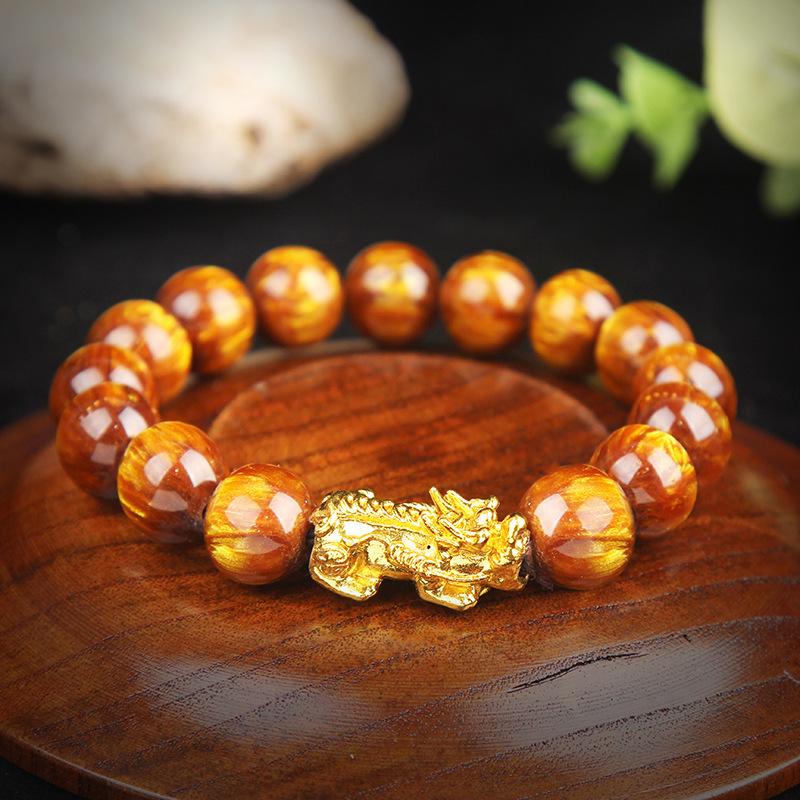 Lucky Gold Sea Willow Healing Pixiu Bracelet - FengshuiGallary