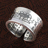 Lucky Lotus Heart Sutra Silver Ring - FengshuiGallary