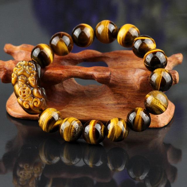 Lucky Pixiu Yellow Wealth Tiger's Eye Bracelet - FengshuiGallary