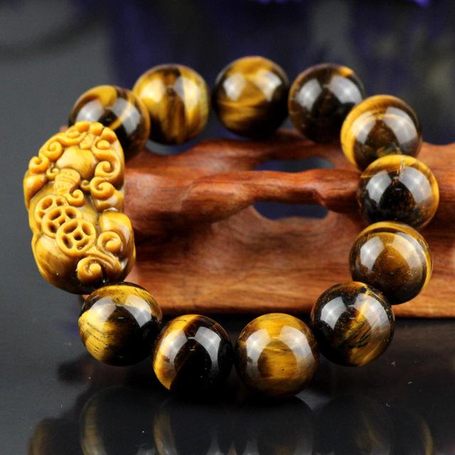 Lucky Pixiu Yellow Wealth Tiger's Eye Bracelet - FengshuiGallary