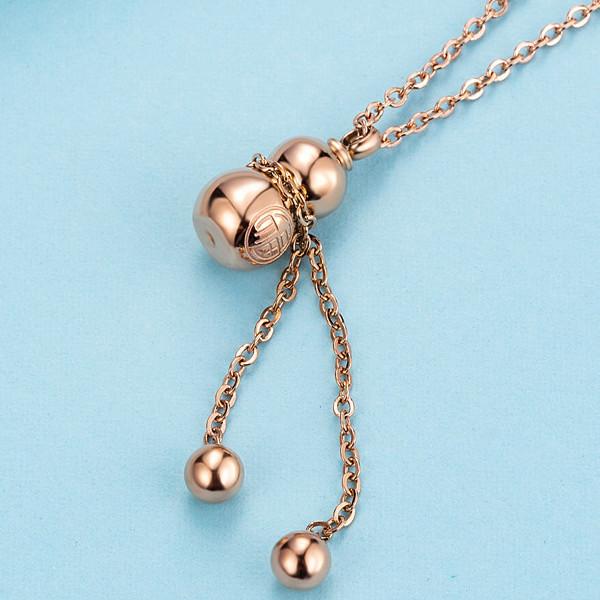 Lucky Rose Gold Calabash Pendant Necklace - FengshuiGallary