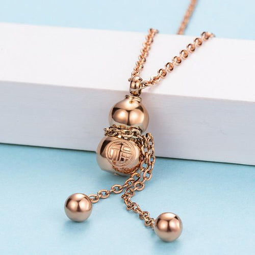 Lucky Rose Gold Calabash Pendant Necklace - FengshuiGallary