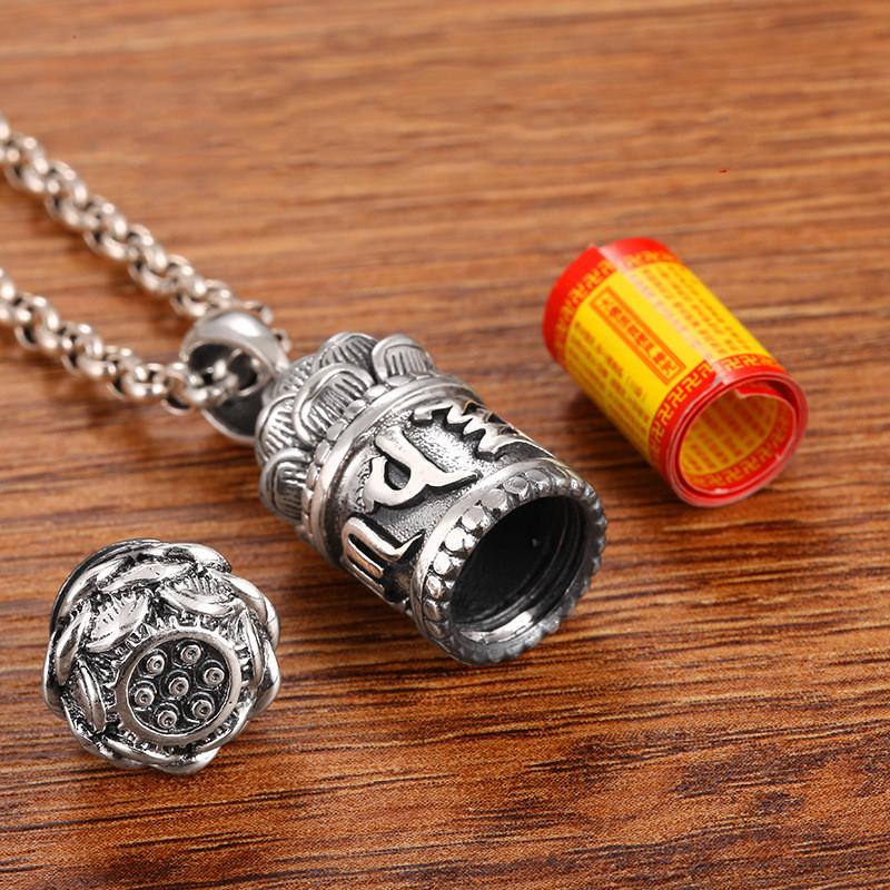 Lucky Six True Words Mantra Silver Pendant Necklace - FengshuiGallary