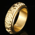 Lucky Six True Words Titanium Mantra Rotating Ring - FengshuiGallary
