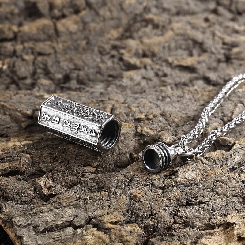 Lucky Six Ture Words Mantra Titanium Pendant Necklace - FengshuiGallary