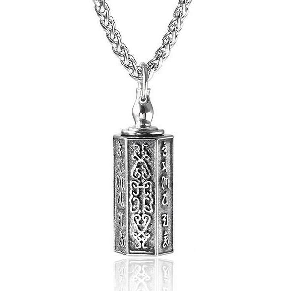 Lucky Six Ture Words Mantra Titanium Pendant Necklace - FengshuiGallary