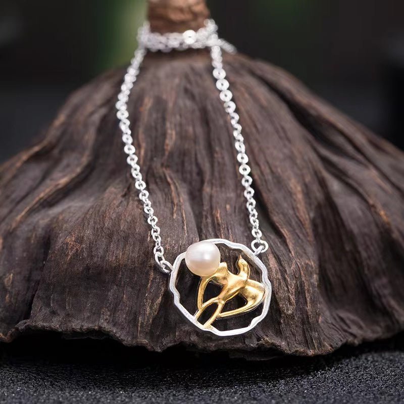 Lucky Swallow 925 Silver Necklace-Natural Pearl - FengshuiGallary