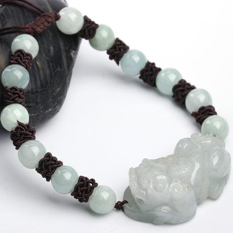 Lucky White Jade Rope Pixiu Wealth Bracelet - FengshuiGallary