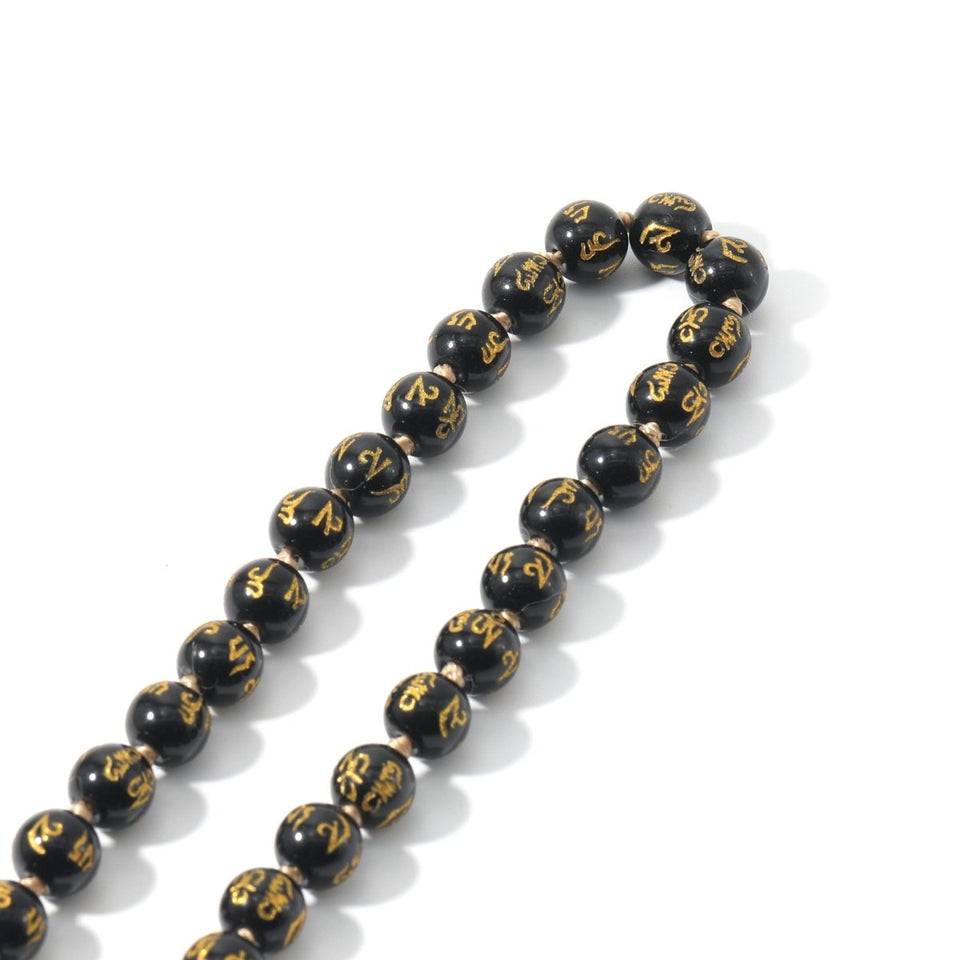 Mala 108 Beads Necklace-Black Obsidian Mantra - FengshuiGallary