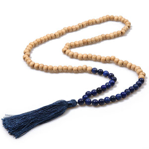 Mala 108 Beads Necklace-Natural Wood Beads - FengshuiGallary