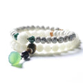 Mala Bracelet-Green Agate Lotus Bodhi Root - FengshuiGallary