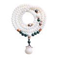 Mala Necklace-White Jade Bodhi Root 108 Beads - FengshuiGallary