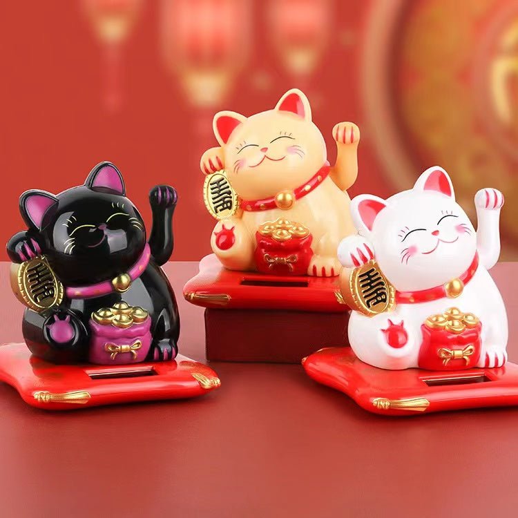 Maneki Neko Fortune Cat-Solar Powered Waving Arm - FengshuiGallary
