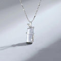 Moon Stone Bamboo Pendant 925 Sterling Silver Necklace - FengshuiGallary