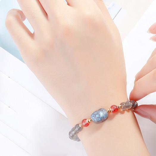 Moonstone Pixiu Rose Quartz Fengshui Bracelet - FengshuiGallary