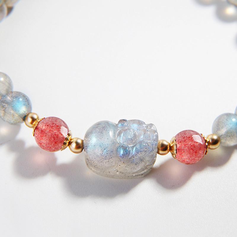 Moonstone Pixiu Rose Quartz Fengshui Bracelet - FengshuiGallary