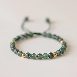 Moss Agate Bracelet-14K Gold Plated Beads - FengshuiGallary