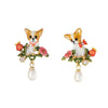 Natrual Pearl Lucky Dog Enamel Earrings - FengshuiGallary