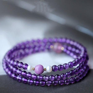 Natural Amethyst 108 Buddha Beads Healing Bracelet - FengshuiGallary