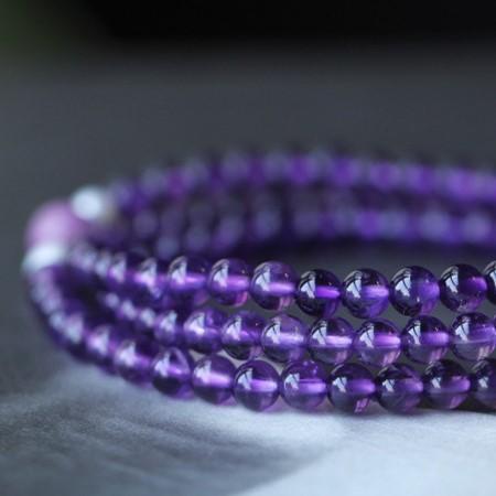 Natural Amethyst 108 Buddha Beads Healing Bracelet - FengshuiGallary