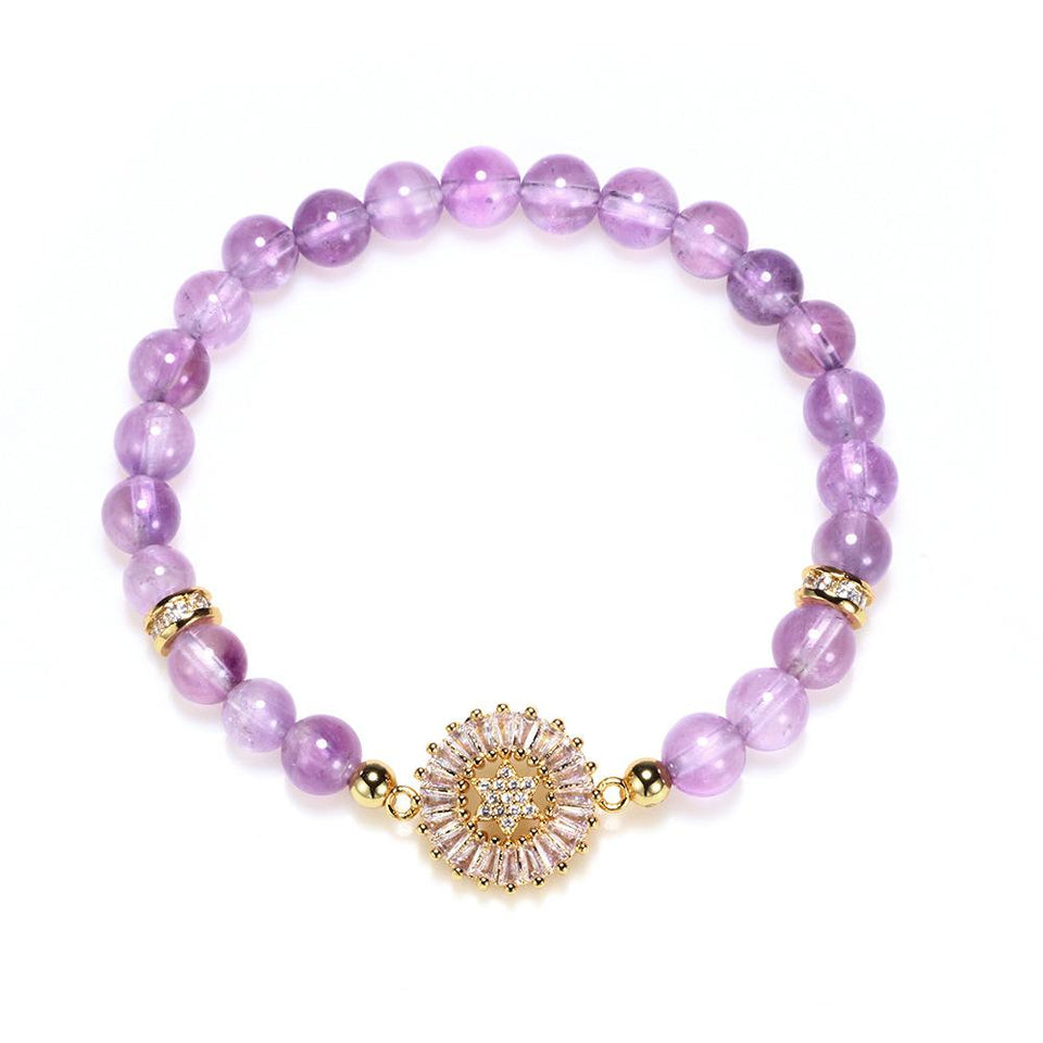 Natural Amethyst Six-Pointed Stars Protection Bracelet - FengshuiGallary