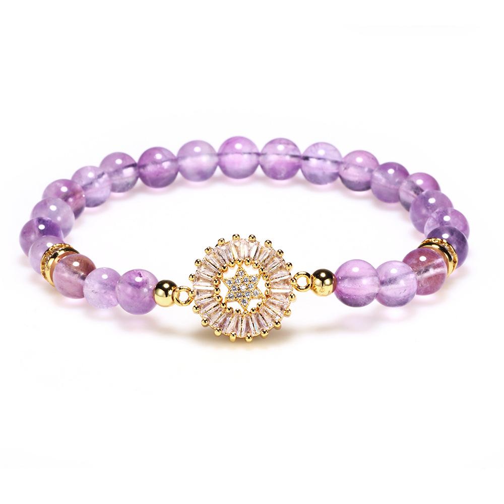 Natural Amethyst Six-Pointed Stars Protection Bracelet - FengshuiGallary