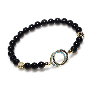Natural Black Agate Gold Bead Healing Bracelet - FengshuiGallary