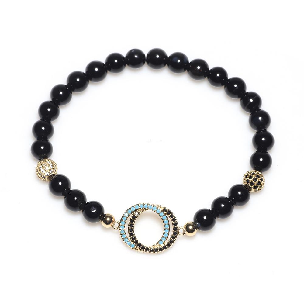 Natural Black Agate Gold Bead Healing Bracelet - FengshuiGallary