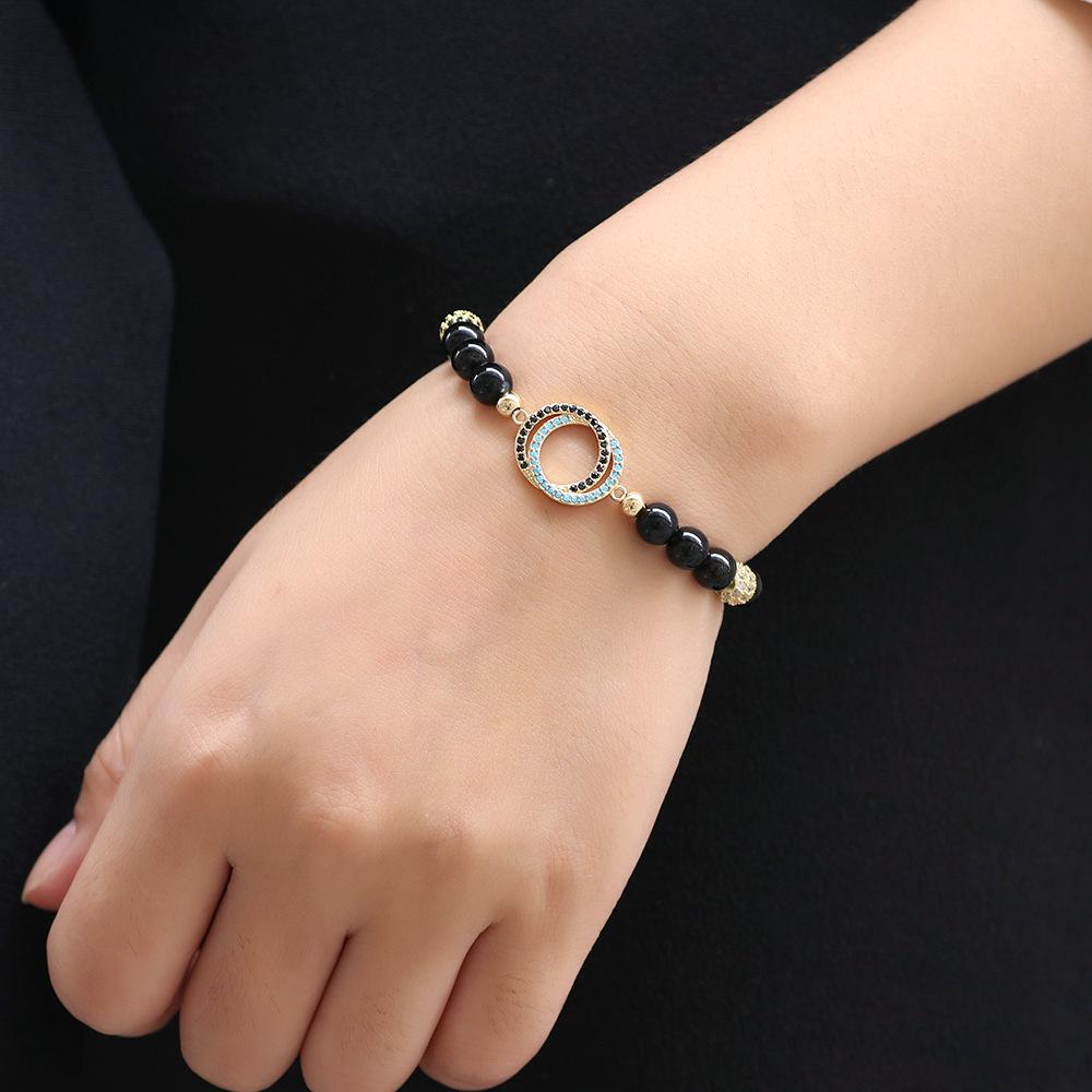 Natural Black Agate Gold Bead Healing Bracelet - FengshuiGallary