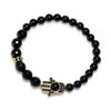 Natural Black Agate Hand of Fatima Protection Bracelet - FengshuiGallary