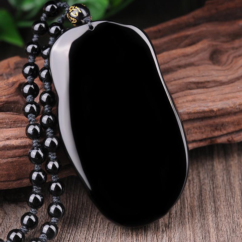 Natural Black Obsidian Guanyin Buddha Pendant Protection Necklace - FengshuiGallary