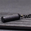 Natural Black Obsidian Six True Words Mantra Pendant Beads Necklace - FengshuiGallary