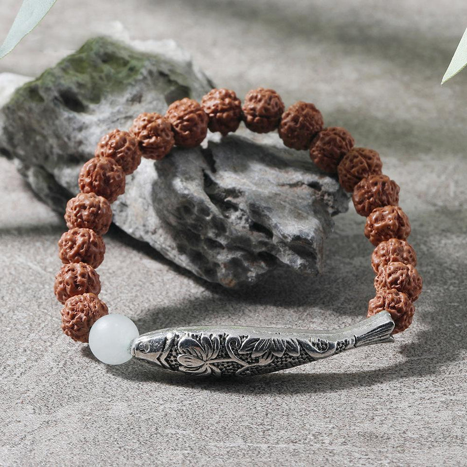 Natural Bodhi Beads Koi Fish Mantra Bracelet - FengshuiGallary