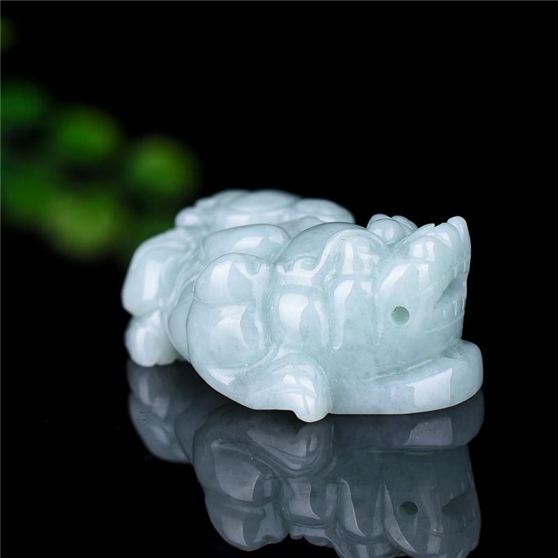 Natural Burma Grand A White Jade Pixiu Lucky Pendant - FengshuiGallary